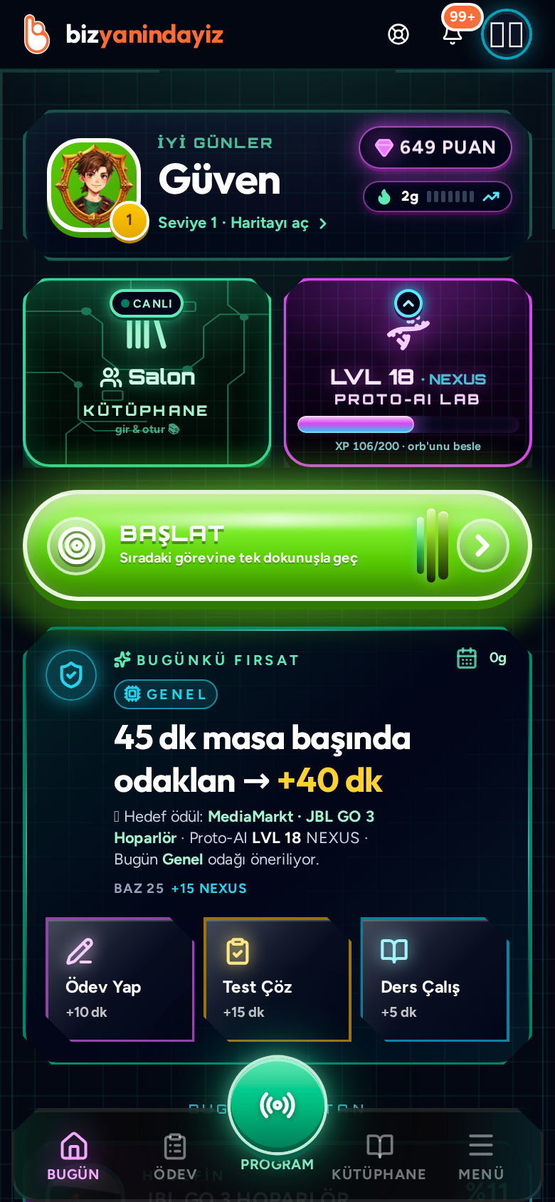 Öğrenci uygulaması — Bugün